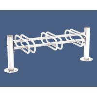 Bicycle Rack Province Brushed Stainless Steel, Double-sided, 6 Bicycles, PROCITY: Metal - Pure White, on Base Plates.