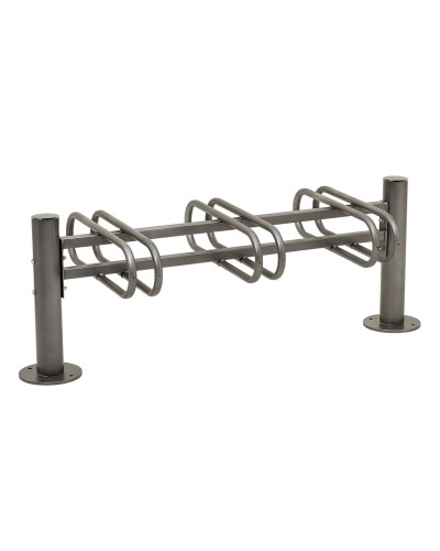 Buy Bicycle Rack Province Brushed Stainless Steel, Double-Sided, 6 Bikes, PROCITY: Metal - Procity Gray, on Floor Plates - Shop Online for Delivery.