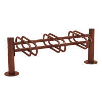 Fahrradständer Province gebürsteter Edelstahl, doppelseitig, 6 Fahrräder, PROCITY: Metall - Rost Corten-Effekt, auf Bodenplatten