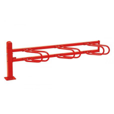 Bicycle rack Convi, extension, 3 bicycles, PROCITY: Metal - Traffic Red, on base plates.