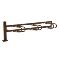 Bicycle Rack Convi, Extension, 3 Bicycles, PROCITY: Metal - Chocolate Brown, on Floor Plates.