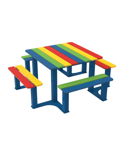 Buy PROCITY GRUNDSCHULVERSION Children's Bench: Seat Made of Tropical Wood (Colorful), Frame Made of Steel (Gentian Blue) - Shop Online for Delivery