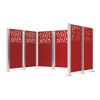 Trash Bins Privacy Screen Modular System - Steel Cover (W 737 mm) - Purple, on Base Plates