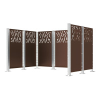 Garbage Bins Privacy Screen Modular System - Steel Cladding (W 737 mm) - Chocolate Brown, on Base Plates.