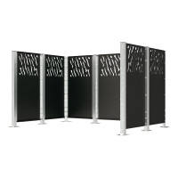 Garbage Bins Privacy Screen Modular System - Cover made of Steel (W 737 mm) - Deep Black, on Base Plates