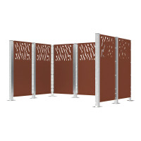 Mülltonnen Sichtschutz Modulares System - Verkleidung aus Stahl (B 737 mm) - Rost Corten-Effekt,  auf Bodenplatten