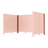 Waste Bin Privacy Screen Modular System - Corner Posts Made of Steel (H 1500 mm) - Purple, on Base Plates