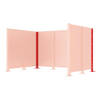 Waste Bin Privacy Screen Modular System - Corner Posts Made of Steel (H 1500 mm) - Traffic Red, on Base Plates