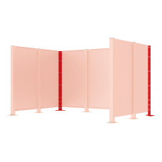 Waste Bin Privacy Screen Modular System - Corner Posts Made of Steel (H 1500 mm) - Traffic Red, on Base Plates