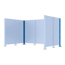Waste Bin Screen Protection Modular System - Steel Corner Posts (H 1500 mm) - Gentian Blue, on Base Plates.