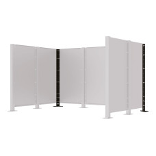 Garbage Bins Privacy Screen Modular System - Steel Corner Posts (H 1500 mm) - Deep Black, on Base Plates.