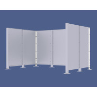 Mülltonnen Sichtschutz Modulares System - Eckpfosten aus Stahl (H 1500 mm) - Reinweiß, auf Bodenplatten