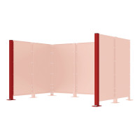 Garbage Bins Privacy Screen Modular System - End Posts made of Steel (H 1500 mm) - Purple, on Base Plates.