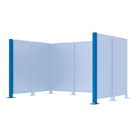 Garbage Bins Privacy Screen Modular System - Steel End Post (H 1500 mm) - Gentian Blue, on Base Plates