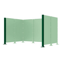 Waste Bin Screen Modular System - End Posts Made of Steel (H 1500 mm) - Moss Green, on Base Plates