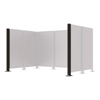 Garbage Bins Privacy Screen Modular System - Steel End Posts (H 1500 mm) - Deep Black, on Base Plates