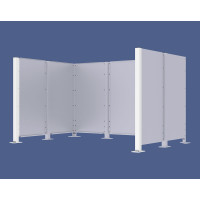 Garbage Bins Privacy Screen Modular System - End Posts Made of Steel (H 1500 mm) - Pure White, on Base Plates.