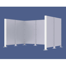 Garbage Bins Privacy Screen Modular System - End Posts Made of Steel (H 1500 mm) - Pure White, on Base Plates.