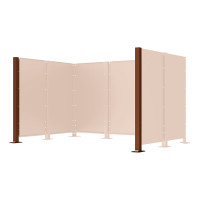 Garbage Bins Privacy Screen Modular System - End Posts Made of Steel (H 1500 mm) - Rust Corten Effect, on Ground Plates.