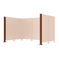 Garbage Bins Privacy Screen Modular System - End Posts Made of Steel (H 1500 mm) - Rust Corten Effect, on Ground Plates.