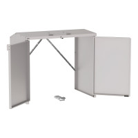 Mülltonnenbox Stahl 770L/240L | Ohne Rückwand | Struktur: Seidengrau | Obere Klappen: Seidengrau | abschließbar