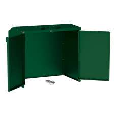 Mülltonnenbox Stahl 770L/240L | Mit Rückwand | Struktur: Moosgrün | Obere Klappen: Moosgrün | mit Schloss