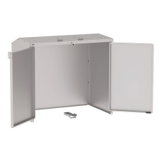 Mülltonnenbox Stahl 770L/240L | Mit Rückwand | Struktur: Seidengrau | Obere Klappen: Seidengrau | mit Schloss