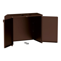 Trash Bin Enclosure Steel 770L/240L | With Back Wall | Finish: Chocolate Brown | Upper Flaps: Chocolate Brown | with Lock.