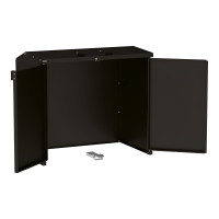 Steel Waste Bin Enclosure 770L/240L | With Back Panel | Finish: Deep Black | Upper Flaps: Deep Black | with Lock