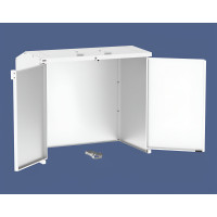 Trash Bin Box Steel 770L/240L | With Back Wall | Finish: Pure White | Top Flaps: Pure White | with Lock.