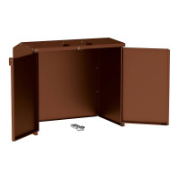 Waste Bin Box Steel 770L/240L | With Back Wall | Finish: Rust Corten Effect | Top Flaps: Rust Corten Effect | with Lock