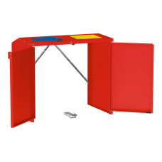Mülltonnenbox Stahl 770L/240L | Ohne Rückwand | Struktur: Verkehrsrot | Obere Klappen: Blau-Grau | abschließbar