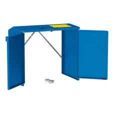 Mülltonnenbox Stahl 770L/240L | Ohne Rückwand | Struktur: Enzianblau | Obere Klappen: Blau-Grau | abschließbar