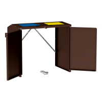 Steel Waste Bin Cover Box 770L/240L | Backless | Color: Chocolate Brown | Top Flaps: Blue-Grey | Lockable