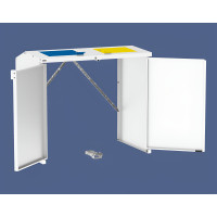 Waste Bin Enclosure Steel 770L/240L | No Back Wall | Finish: Pure White | Top Flaps: Blue-Gray | Lockable