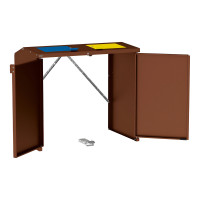 Mülltonnenbox Stahl 770L/240L | Ohne Rückwand | Struktur: Rost Corten-Effekt | Obere Klappen: Blau-Grau | abschließbar