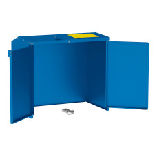 Mülltonnenbox Stahl 770L/240L | Mit Rückwand | Struktur: Enzianblau | Obere Klappen: Blau-Gelb | abschließbar