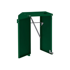 Mülltonnenbox Stahl 240L-360L | Ohne Rückwand | Struktur: Moosgrün | Obere Klappen: Moosgrün | abschließbar