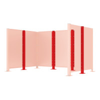 Garbage Bins Privacy Screen Modular System - Center Post made of Steel (H 1500 mm) - Traffic Red, on Floor Plates