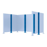 Garbage Bin Privacy Screen Modular System - Center Post Made of Steel (H 1500 mm) - Gentian Blue, on Floor Plates.