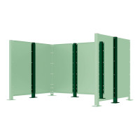 Garbage Bins Privacy Screen Modular System - Center Post Made of Steel (H 1500 mm) - Moss Green, on Base Plates