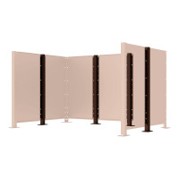 Garbage Bins Privacy Screen Modular System - Center Post Made of Steel (H 1500 mm) - Chocolate Brown, on Base Plates.