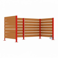 Garbage Bins Privacy Screen made of Compact Laminate - Complete Set (1500x3000 mm, Traffic Red)