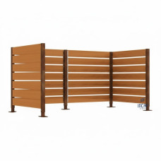 Garbage Bins Privacy Screen made of Compact Laminate - Complete Set (1500x3000 mm, Rust Corten Effect)