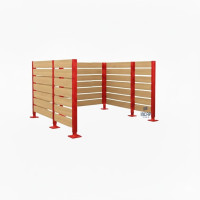 Waste Bin Privacy Screen Made of Compact Laminate – Complete Set (2250x3000 mm, Traffic Red)
