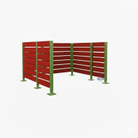 Garbage Bins Privacy Screen made of Compact Laminate – Complete Set (2250x3000 mm, Moss Green)