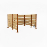 Garbage Bin Privacy Screen made of Compact Laminate - Complete Set (2250x3000 mm, Rust Corten Effect)