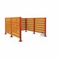 Mülltonnen Sichtschutz aus Kompakt-Laminat – Komplettset (3000x3000 mm, Purpurrot)