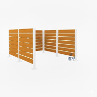 Mülltonnen Sichtschutz aus Kompakt-Laminat – Komplettset (3000x3000 mm, Reinweiß)