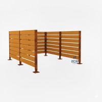 Mülltonnen Sichtschutz aus Kompakt-Laminat – Komplettset (3000x3000 mm, Rost Corten-Effekt)